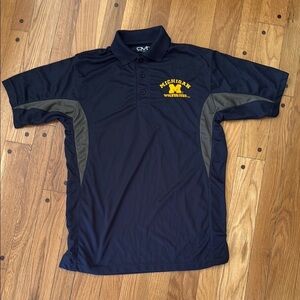 University of Michigan U of M Men's Navy Polo Shirt Embroidered Logo Size M